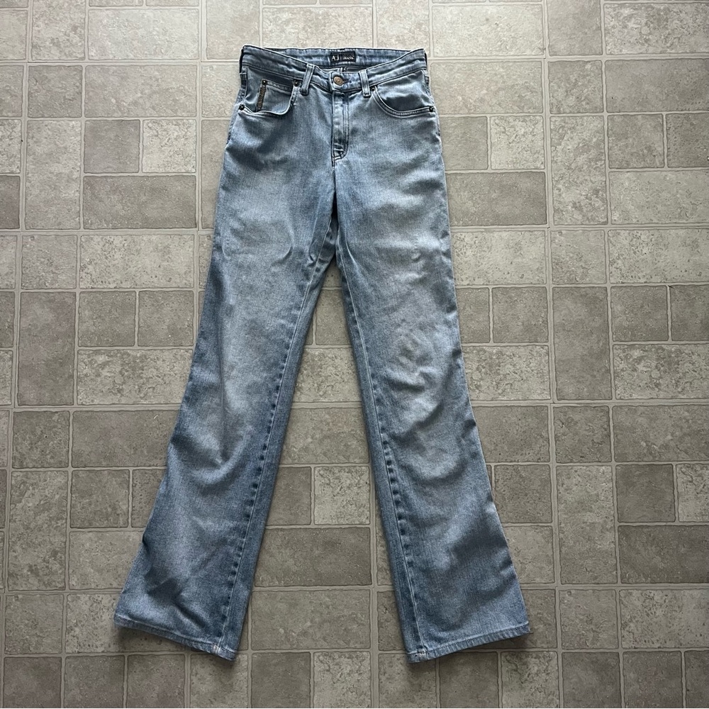 Y2k Vintage Armani Exchange Low Rise Flare Jeans 27 Mid Wash Indigo 006